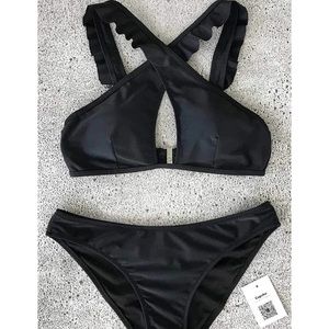 Brand new! Never worn! Black Ruffle Bikini